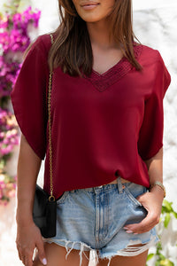 V-Neck Petal Sleeve Blouse